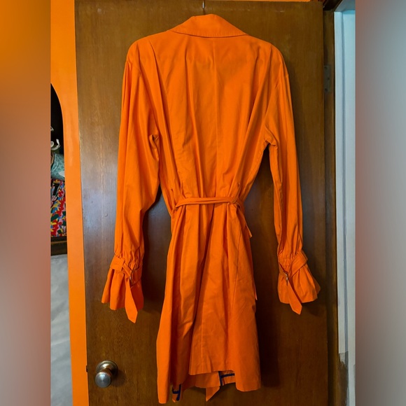 Priscilla Ono X Eloquii tangerine cargo dress with silvertone snaps and belt - Picture 3 of 5